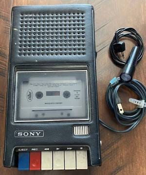 One of the early SONY cassette recorders used to make recordings of messages and conversations.Part of the autobiography of Dr. Anthony J. Carbone, Son in the Shadow of a Green Beret Hero.