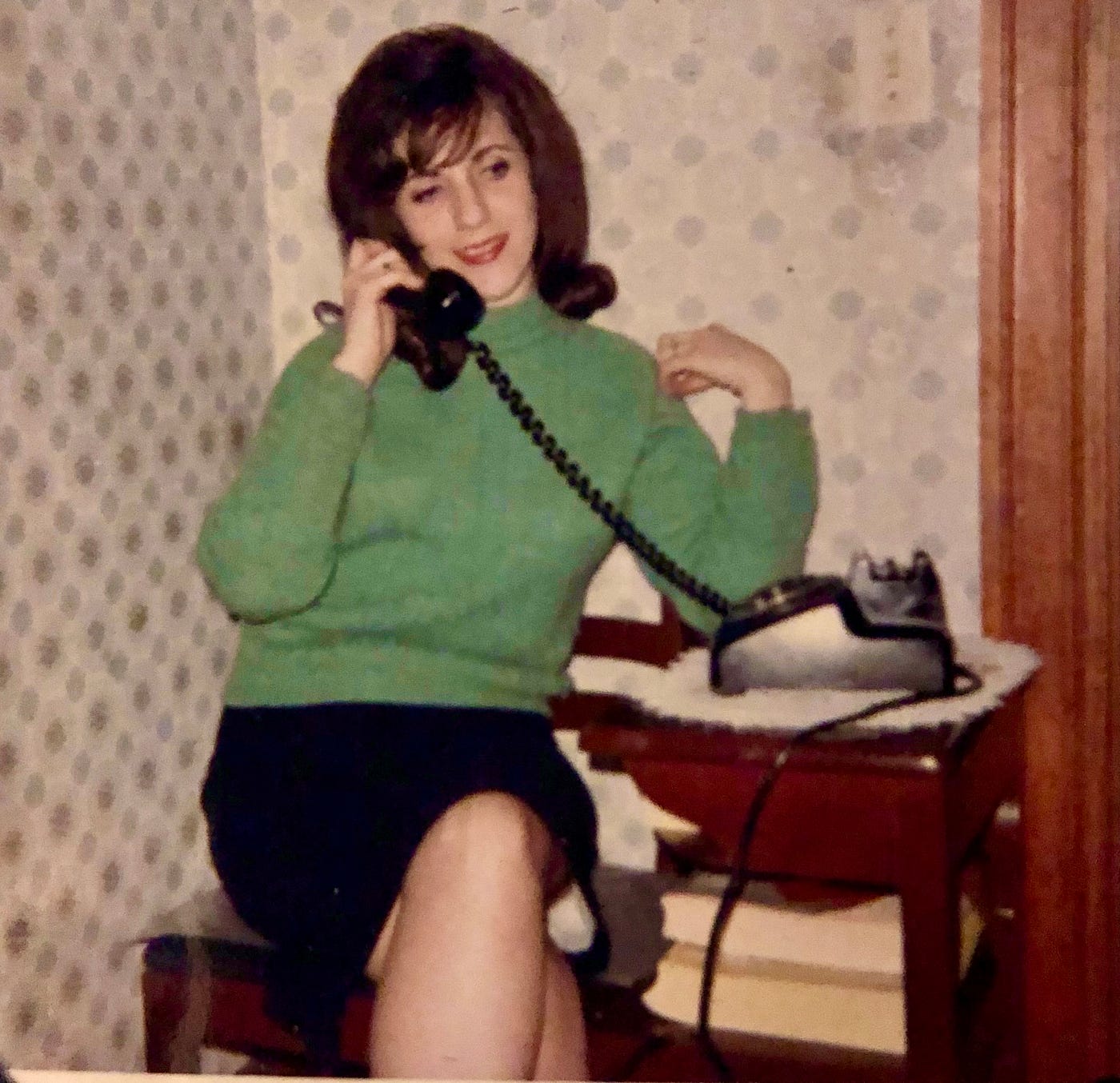 My mother on the telephone with my father, most likely using the MARS system.Part of the autobiography of Dr. Anthony J. Carbone, Son in the Shadow of a Green Beret Hero.