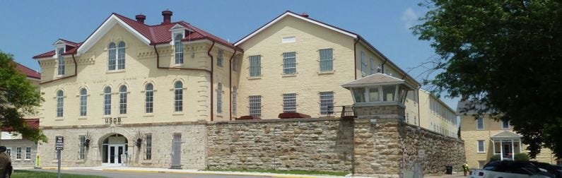 Photograph of the U.S. Disciplinary Barracks at Fort Leavenworth, Kansas.Part of the autobiography of Dr. Anthony J. Carbone, Son in the Shadow of a Green Beret Hero.