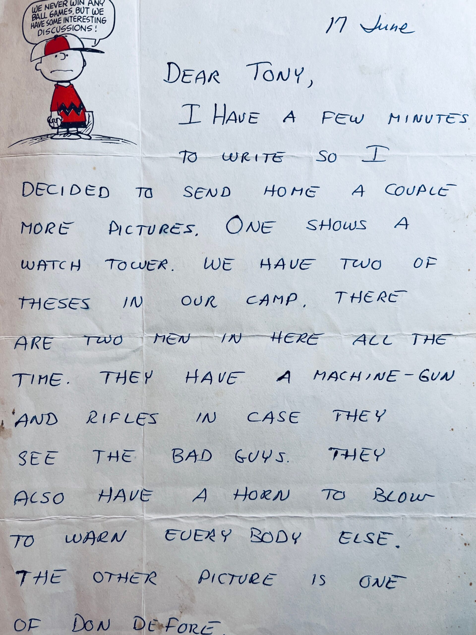 Letter from my father (MAJ Tony Carbone) written to me from Bon Mê Thuôt, Vietnam during the war on 17 June 1970.Part of the autobiography of Dr. Anthony J. Carbone, Son in the Shadow of a Green Beret Hero.