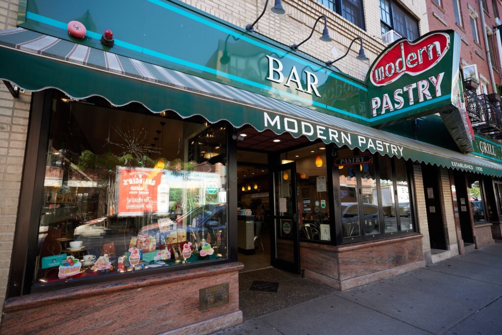 Photograph of Modern Pastry in the North End of Boston on Hanover Street. Autobiography of Dr. Anthony J. Carbone.