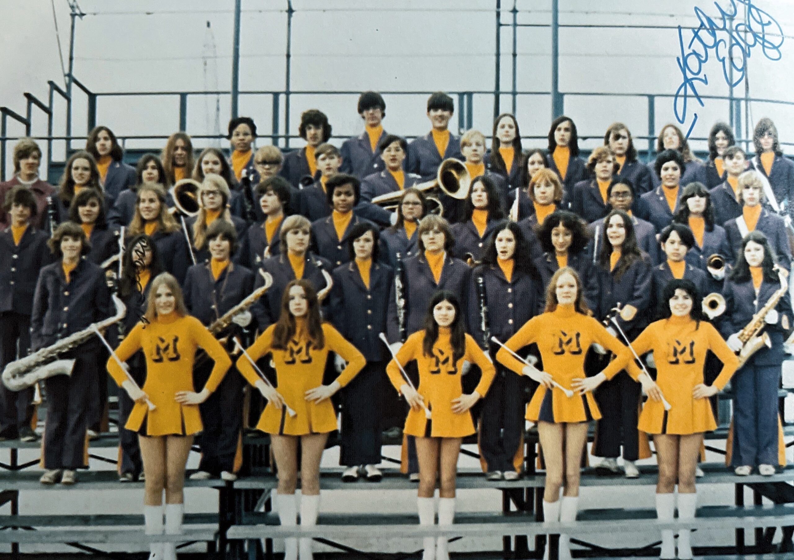 Mannheim American High School Marching Band and Majorettes.Part of the autobiography of Dr. Anthony J. Carbone, Son in the Shadow of a Green Beret Hero.
