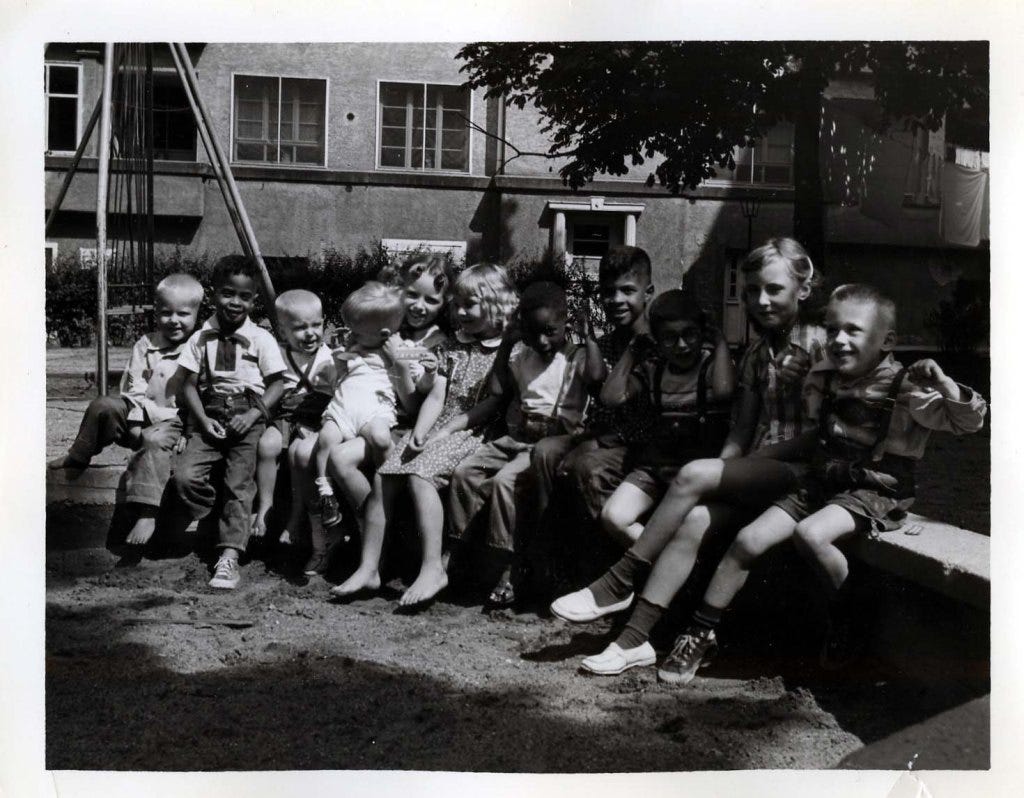 Children met in the playground without the need for mothers supervising us. This was the usual diversity of cultures and backgrounds that I grew up with in the military.