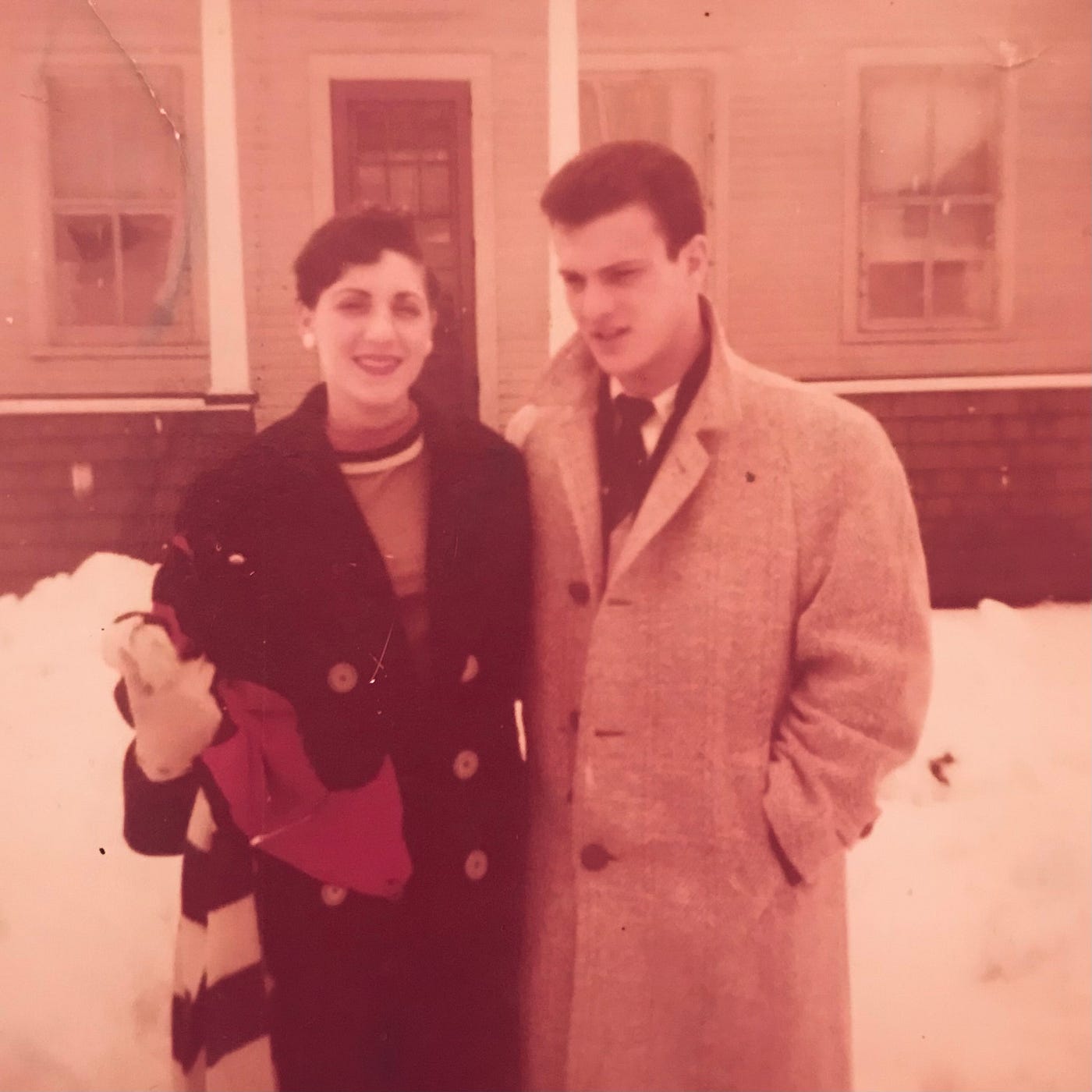 Mom & Dad at Norwich in front of the Prefabs near Norwich University campus when my father was a married cadetDr. Anthony Carbone's Autobiography.
