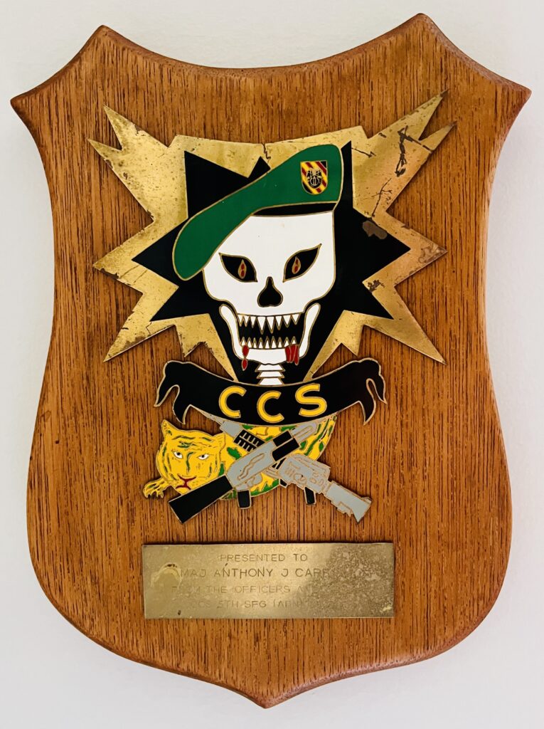 Parting Gift (Plaque) Presented to Major Tony Carbone from the Officers & Men of MACV-SOG Command & Control South (CCS) 5th Special Forces (Airborne)
