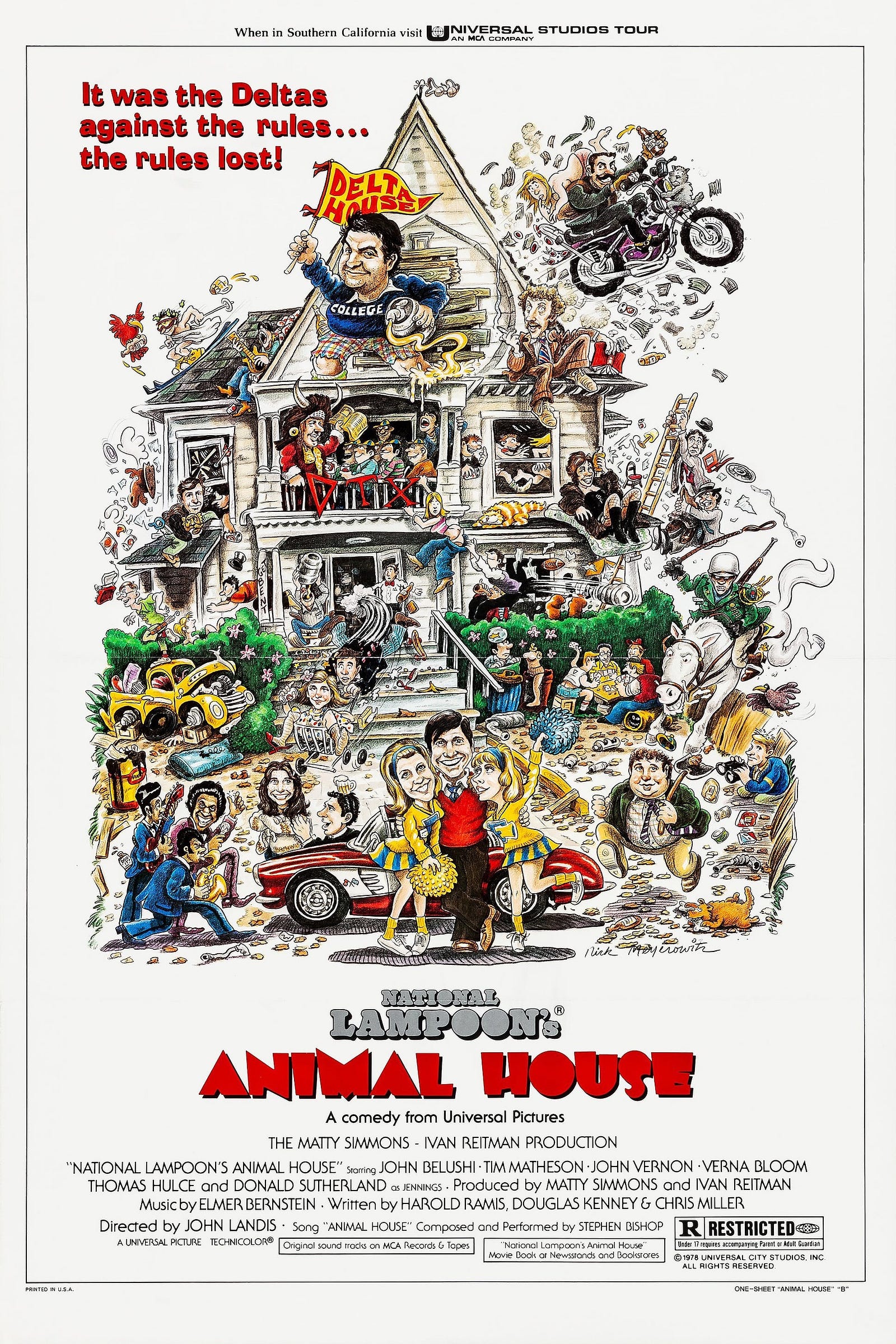 Movie Poster for National Lampoon’s movie “Animal House” that debuted July 28, 1978 right before my sophomore year at University of Notre Dame. Autobiography of Dr. Anthony J. Carbone.