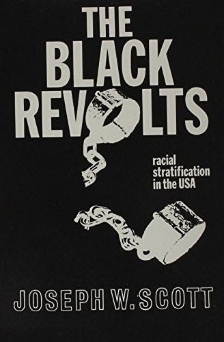 Photograph of the textbook, The Black Revolt, by Joseph W. Scott.  Textbook used by Notre Dame Criminal Justice Course in 1979,  Autobiography of Dr. Anthony J. Carbone.