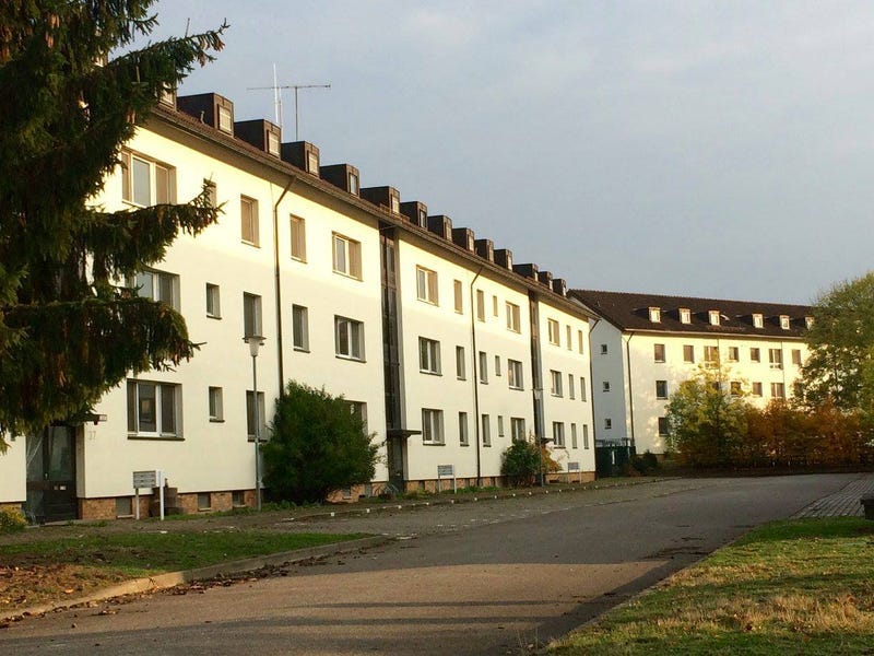 Apartment Buildings at Patrick Henry Village. Classic goverment multi-family housing units that housed American military families and were found all over Germany after the war.