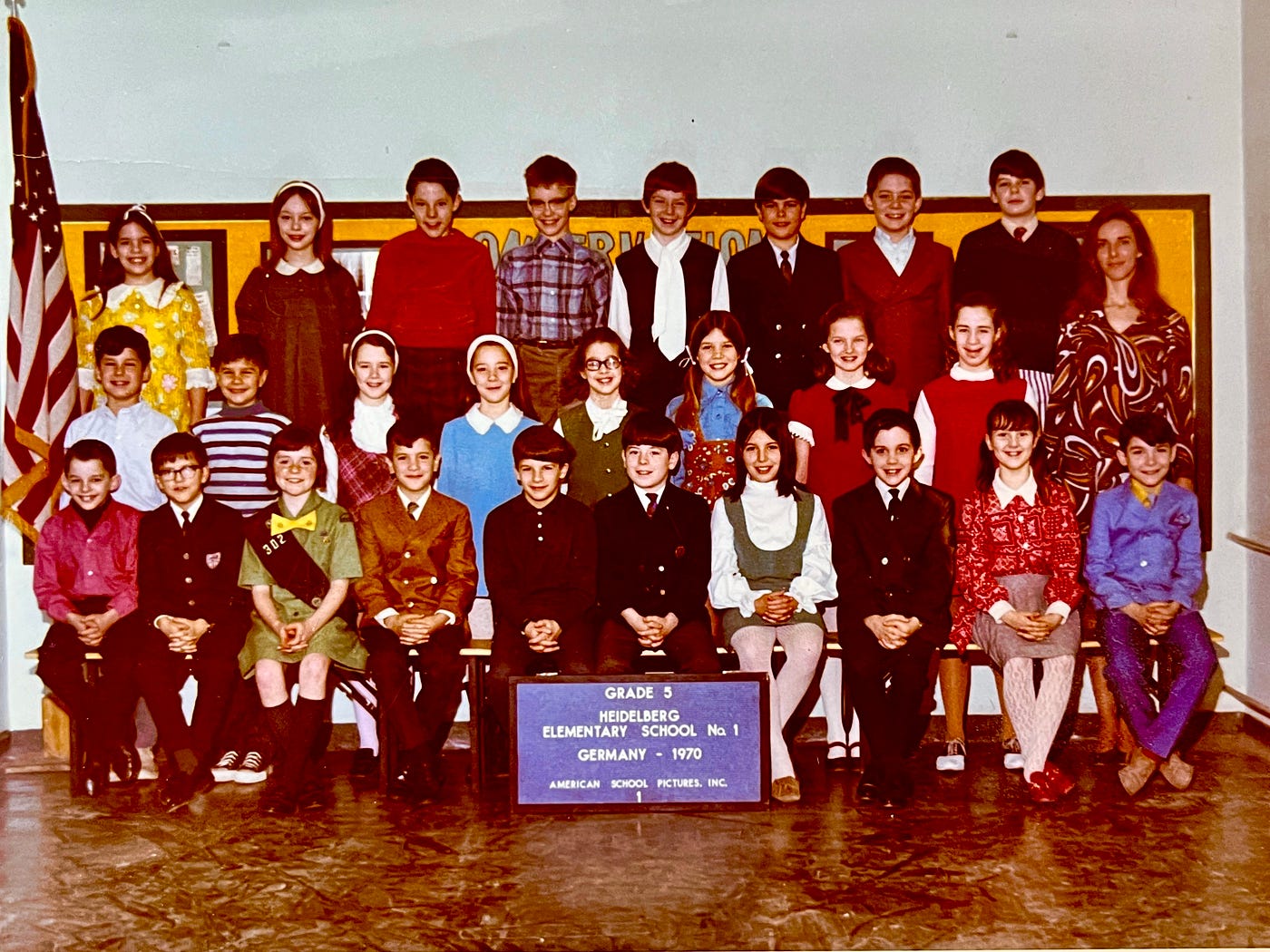 My 5th Grade Class portrait at Heidelberg Elementary School No.1 in Mark Twain Village, 1970.  I am seated in the front row, 4th from the left.Part of the autobiography of Dr. Anthony J. Carbone, Son in the Shadow of a Green Beret Hero