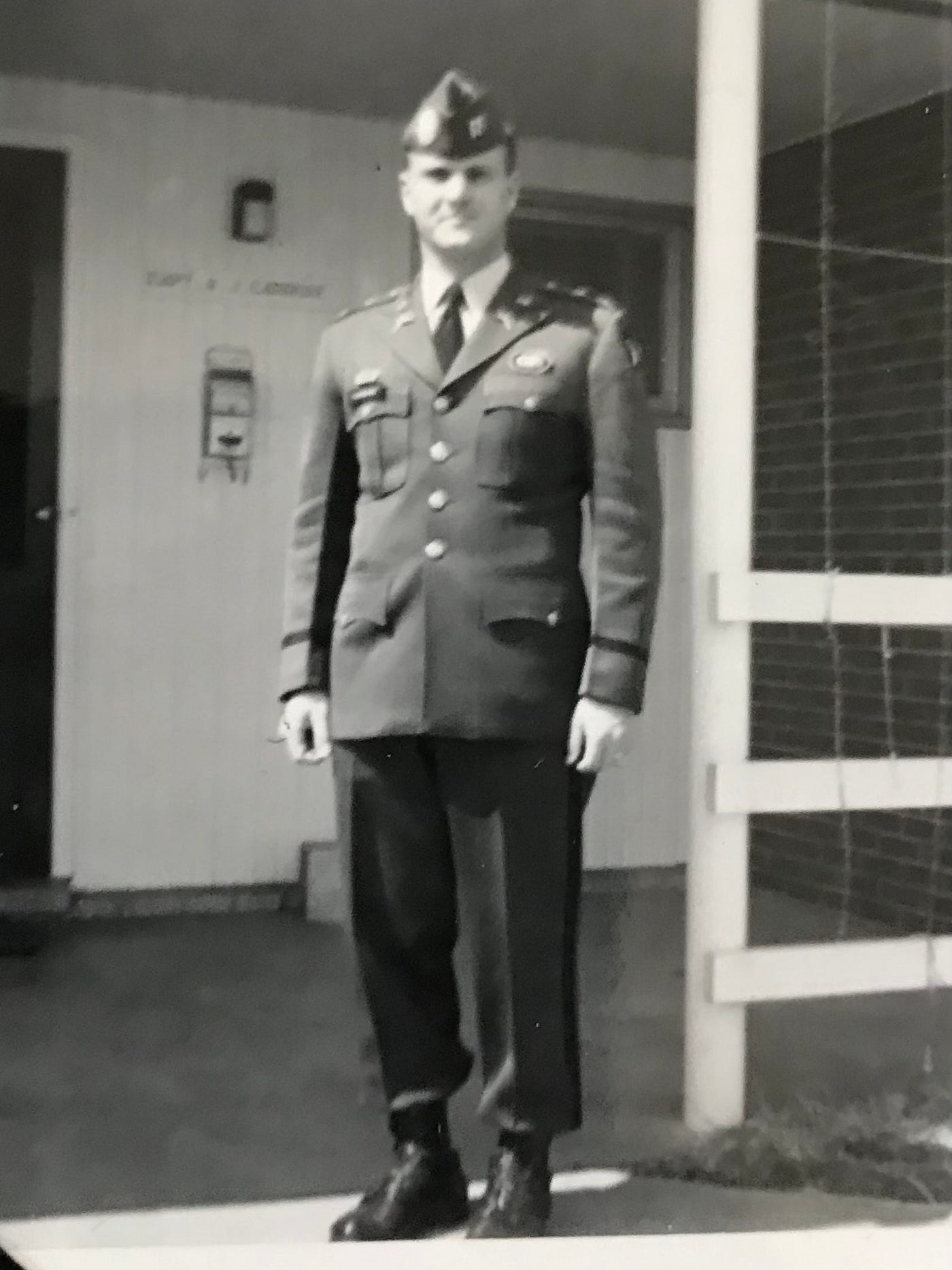 Captain Carbone staning in front of our quarters at Fort Campbell, Kentucky while assigned as the Adjutant to Headquarters company of the 101st Airborne Division.Dr. Carbone’s Autobiography: A Son in the Shadow of a Green Beret Hero