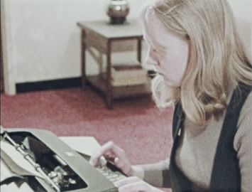 College coed typing for money at University of Notre Dame.  Autobiography of Dr. Anthony J. Carbone.