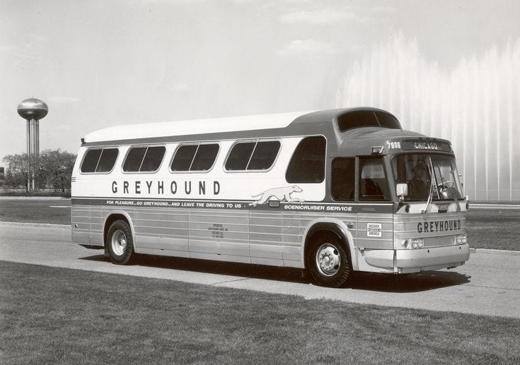 Greyhound Bus like the one my 3 young aunts road from Boston to Fort Leonard Wood c.1960.Dr. Carbone’s Autobiography: A Son in the Shadow of a Green Beret Hero