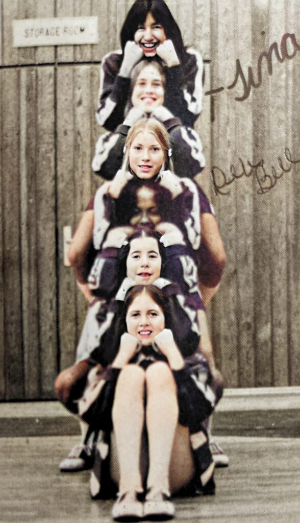 Junior Varsity Cheerleaders at Mannheim American High School in Germany.Part of the autobiography of Dr. Anthony J. Carbone, Son in the Shadow of a Green Beret Hero.