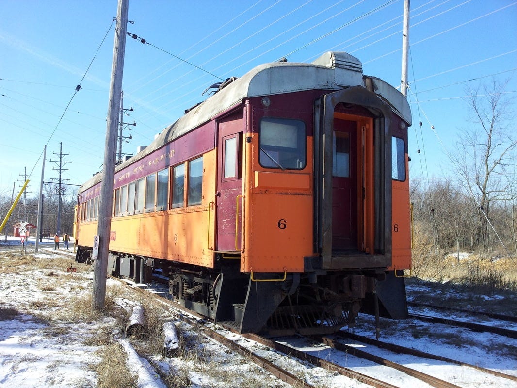 South Shore and South Bend Railroad (CSS&SB) passenger train car.  Autobiography of Dr. Anthony J. Carbone.