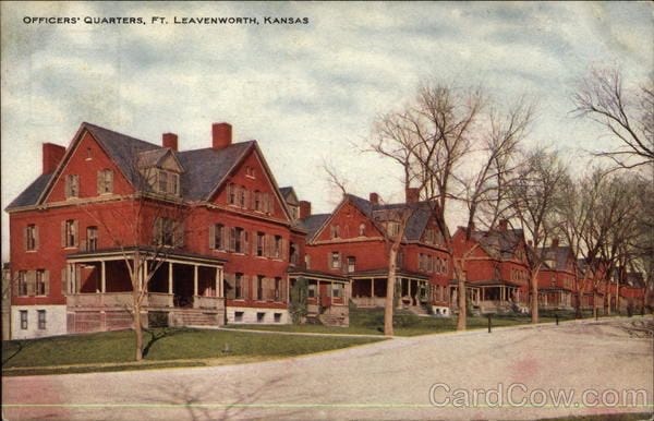 Postcard showing Officer's Quarters at Fort Leavenworth, Kansas.  Auto biography of Dr. Anthony J. Carbone.