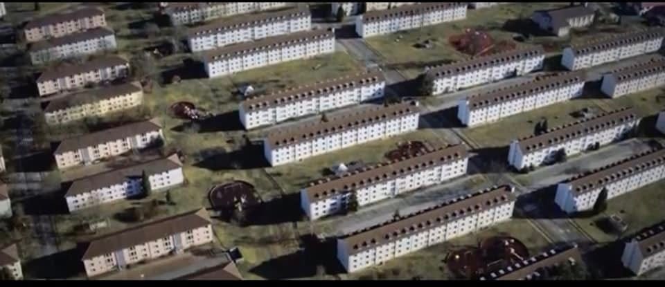 Aerial view of Benjamin Franklin Village (BFV) Mannheim, Germany.Part of autobiography of Dr. Anthony J. Carbone, Son in the Shadow of a Green Beret Hero.
