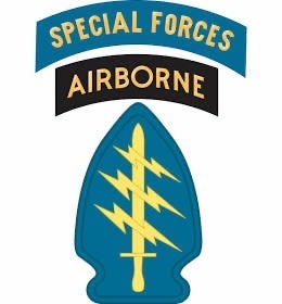 Unit Shoulder Patch of the U.S. 5th Special Forces with Airborne and Special Forces specialty tabs.Part of the autobiography of Dr. Anthony J. Carbone, Son in the Shadow of a Green Beret Hero