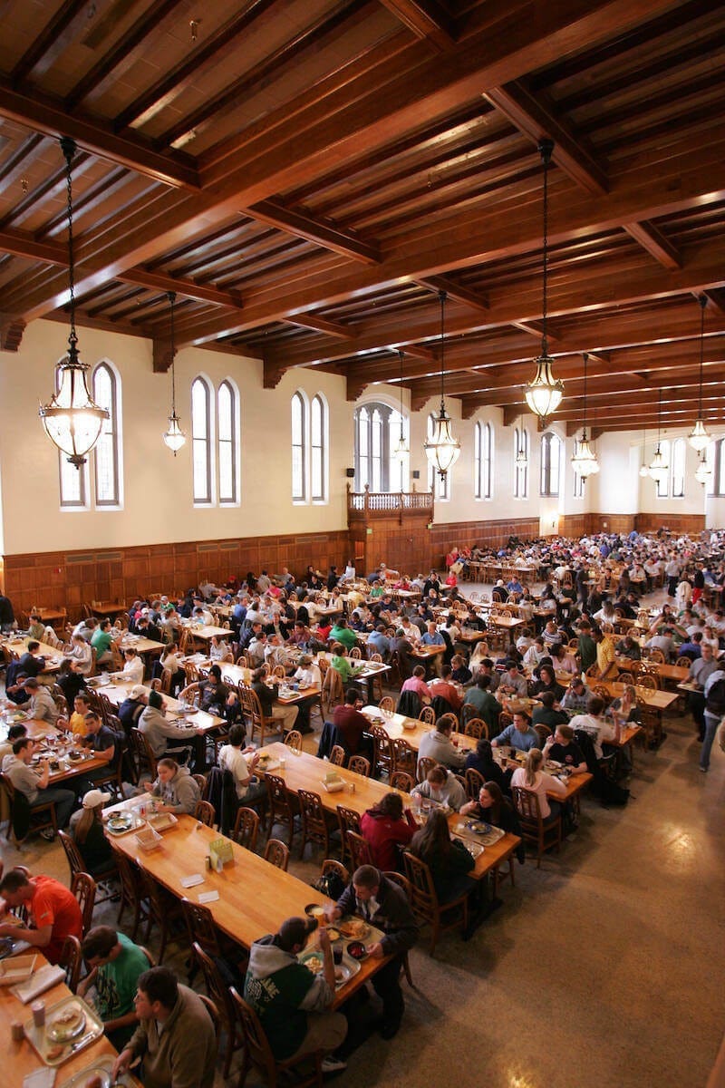 Inside the South Dining Hall where I ate three square meals a day for four years. University of Notre Dame. Dr. Carbone’s Autobiography.