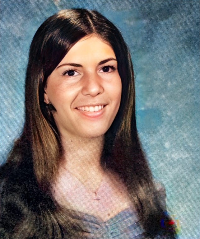My sister Diana Carbone (Class of 1976) Senior Class Portrait at Mannheim American High School.Part of autobiography of Dr. Anthony J. Carbone, Son in the Shadow of a Green Beret Hero.