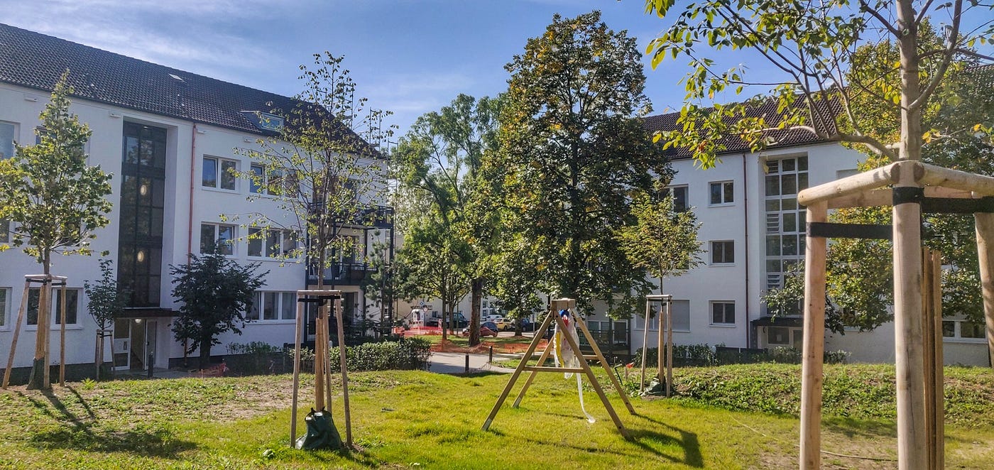 Typical playground in. the quad betwen the apartment buildings of Mark Twain Village (MTV), the family housing area for military personnel working at Campbell Barracks, Home of HQ USAEURA, Heidelberg, Germany.Part of the autobiography of Dr. Anthony J. Carbone, Son in the Shadow of a Green Beret Hero