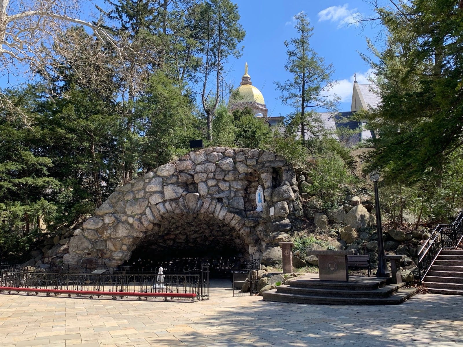 The Grotto (replica of the grotto at Lourdes in France) at the University of Notre Dame.