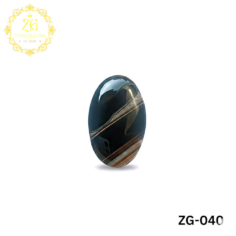 Natural black banded agate stone showing white layered bands