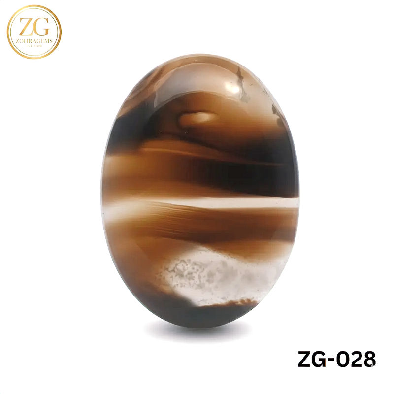 Thumbnail: Black banded agate stone with white stripes for jewelry