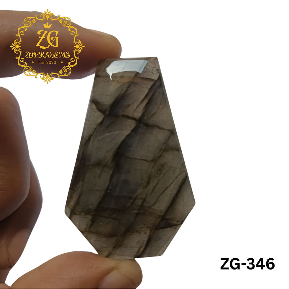 Thumbnail: Iridescent labradorite crystal showing green and blue fire glow