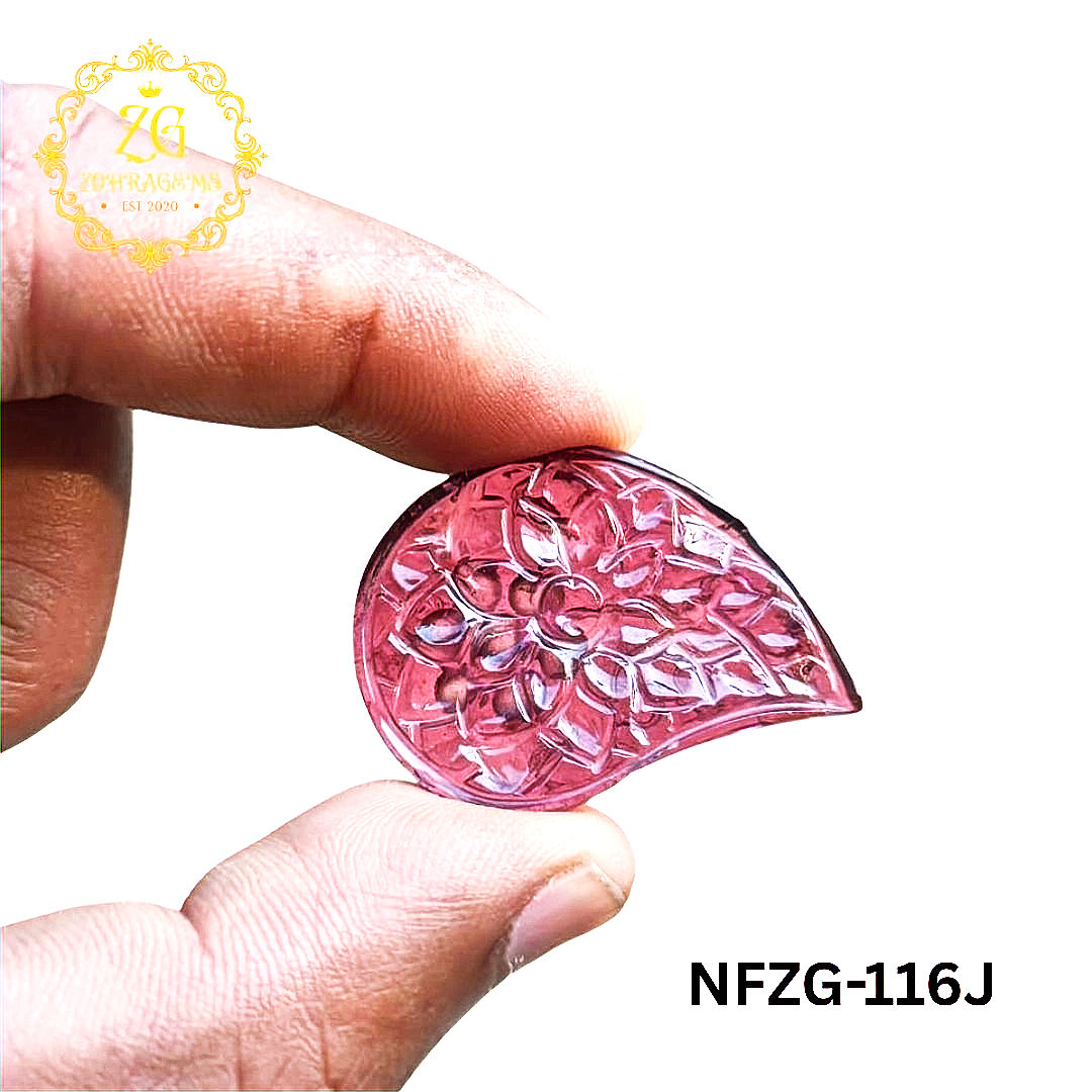 15.40ct pink tourmaline gemstone leaf carving