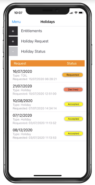 Self Servicing - Holiday Request