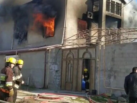 FHN Bakıda villadakı yanğının qarşısını ala bilmədi - VİDEO