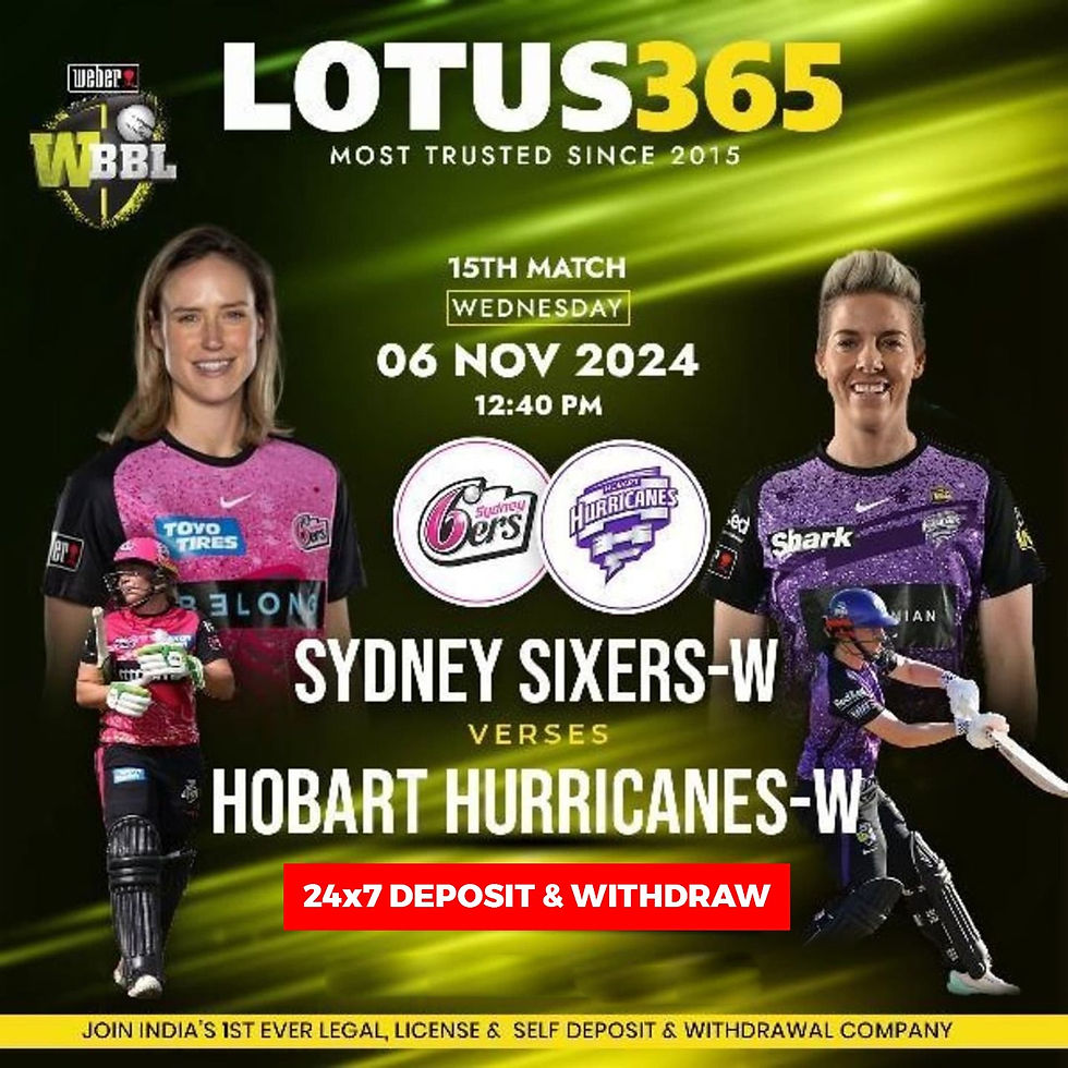 Sydney Sixers Women vs Hobart Hurricanes Women, WBBL T20 2024, Lotus365 Match Prediction and betting tips.
