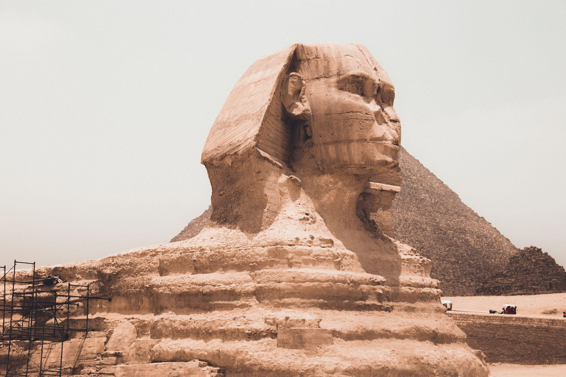 Part of a Pyramid with the Sphinx in front of it
