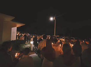 Night shot of the night procession for Pascha.