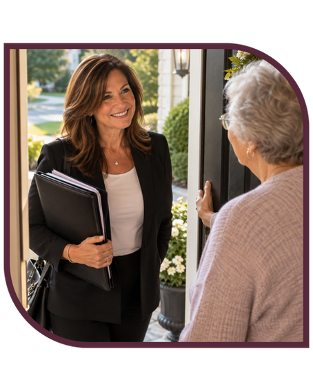 Mobile notary arriving at an elderly client's home in Central New Jersey with documents for a notarization appointment