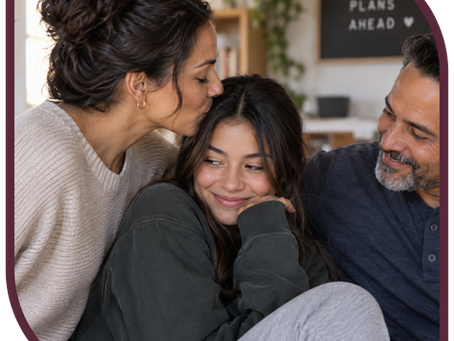 Parents reviewing important documents with their young adult before she leaves for college.
