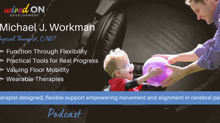 podcast thumbnail of Michael passing ball to child wearing bamboo brace