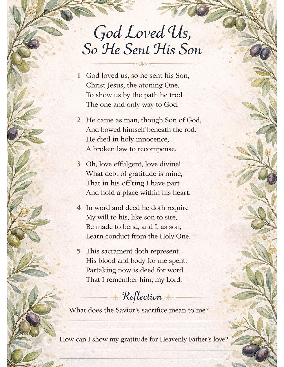 God loved us, so he sent His Son, LDS free print