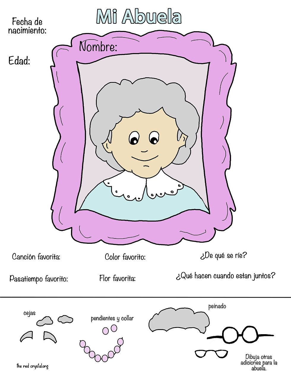 Mi abuela, páginas para colorear SUD gratuitas