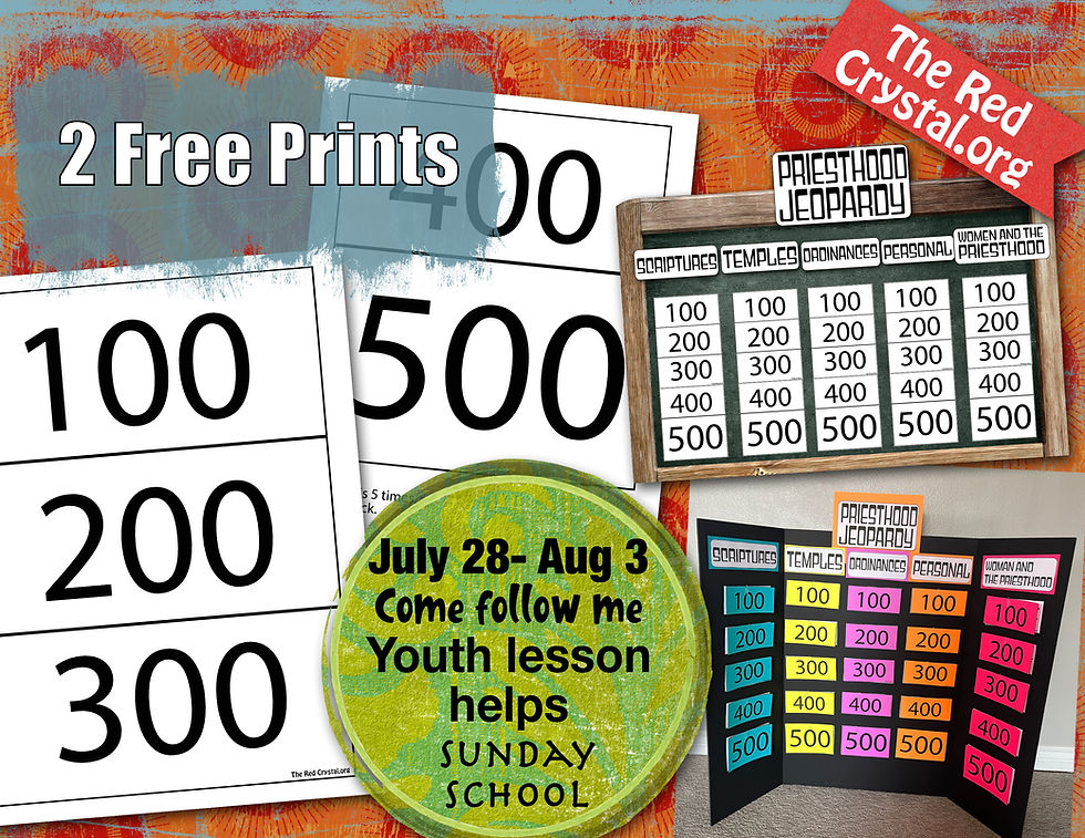 July 28- Aug 3, Come Follow Me, LDS Youth lesson, games and activities, by The Red Crystal