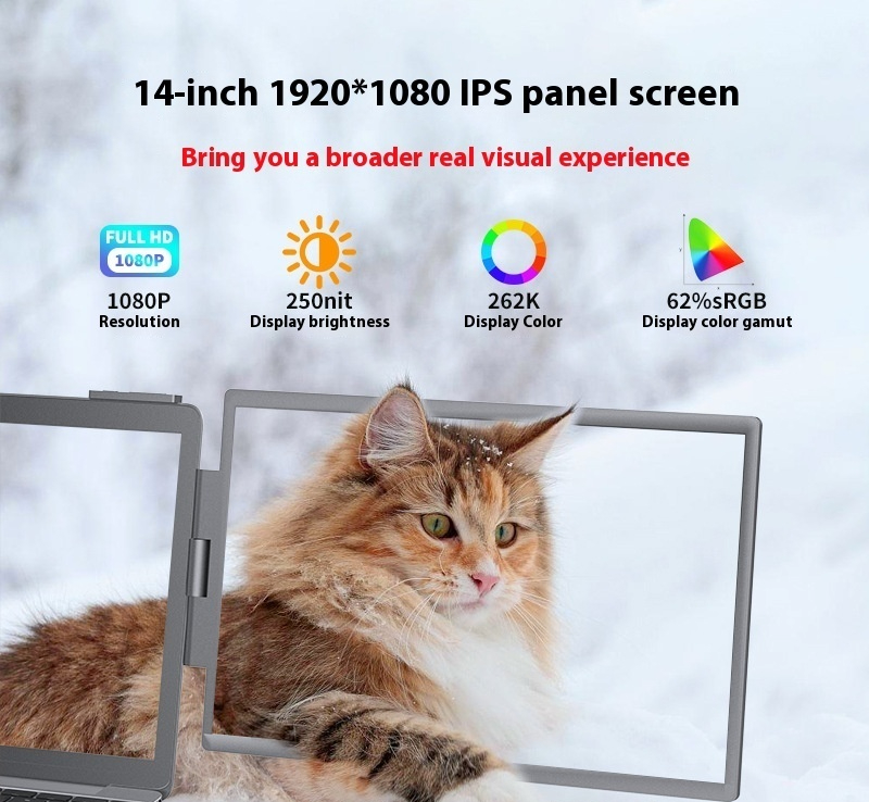 Miniatura: Monitor 14 pol. IPS Full HD 1920x1080, 250nit
