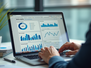 Business owner analyzing SEO data on laptop