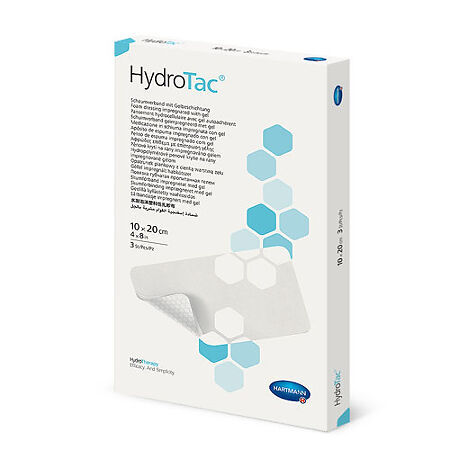 Повязка ГидроТак/HydroTac губчатая с гидрогелевым покрытием 10 х 20 см, 3 шт.