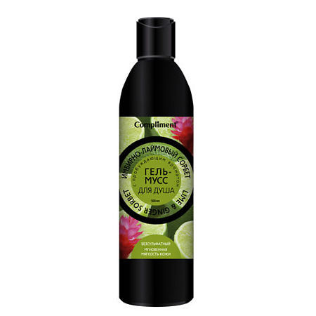 Compliment Гель-мусс для душа, имбирно-лаймовый сорбет, 500мл