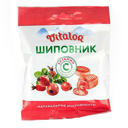 Виталор леденцовая карамель с витамином С, со вкусом шиповника 60 г