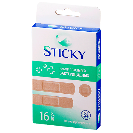 Стики Пластырь бактерицидный текстильная основа универсальный набор, 16 шт.
