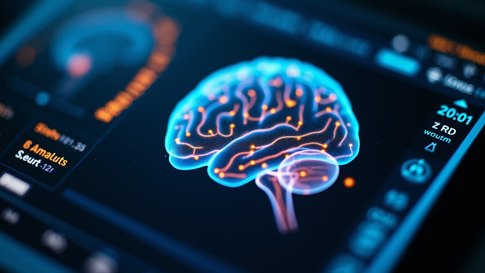High angle view of a brain scan showing brain activity