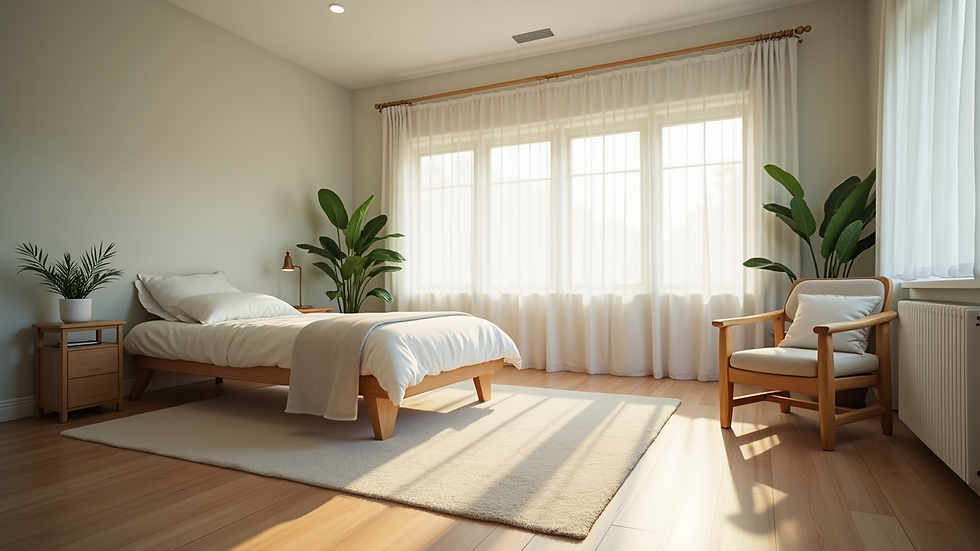 Eye-level view of a calming therapy room