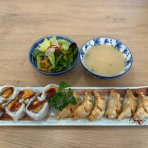 No3. Yam Tempura& Avo Roll, Veggie Gyoza