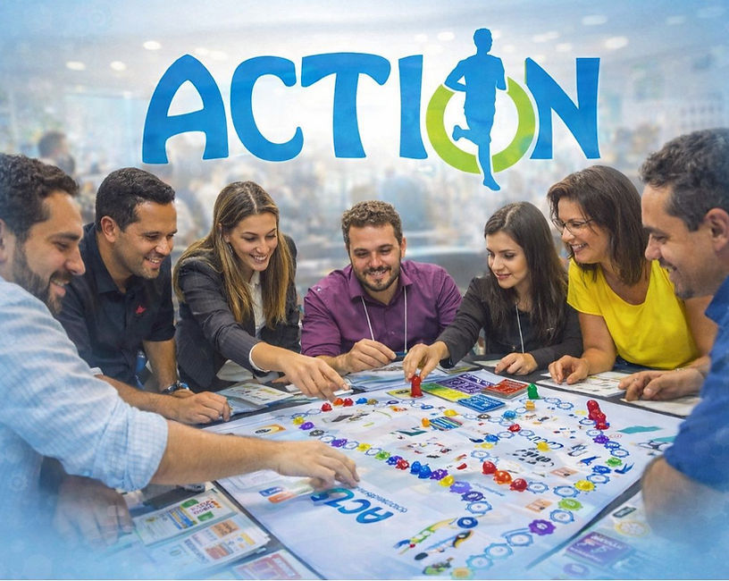 Equipe desenvolve competências empreendedoras jogando Action.